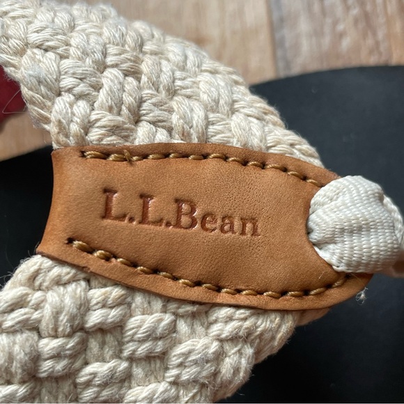 Women's LL Bean Maine Isle Flip Flop Sandals, Woven Cream Braided Strap - Picture 8 of 16